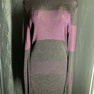 White House Black Market Long Sleeve Dress - Purple and Gray